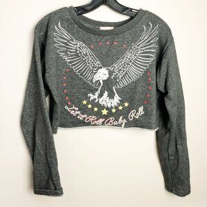 Showpo Moto Cropped Eagle Roll Baby Roll Pullover Crewneck Sweatshirt 6